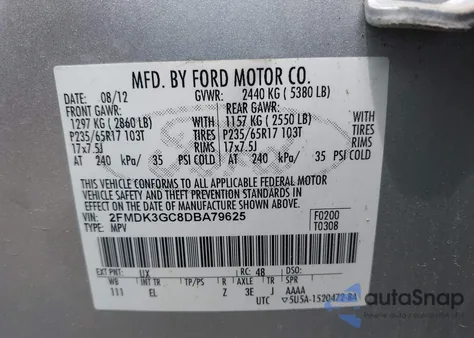 2013 Ford Edge Se из США, поврежденный, VIN 2FMDK3GC8DBA79625